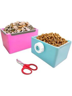 Food and Water Bowl for Small Pets, Rabbit Guinea Pig Hay Feeder